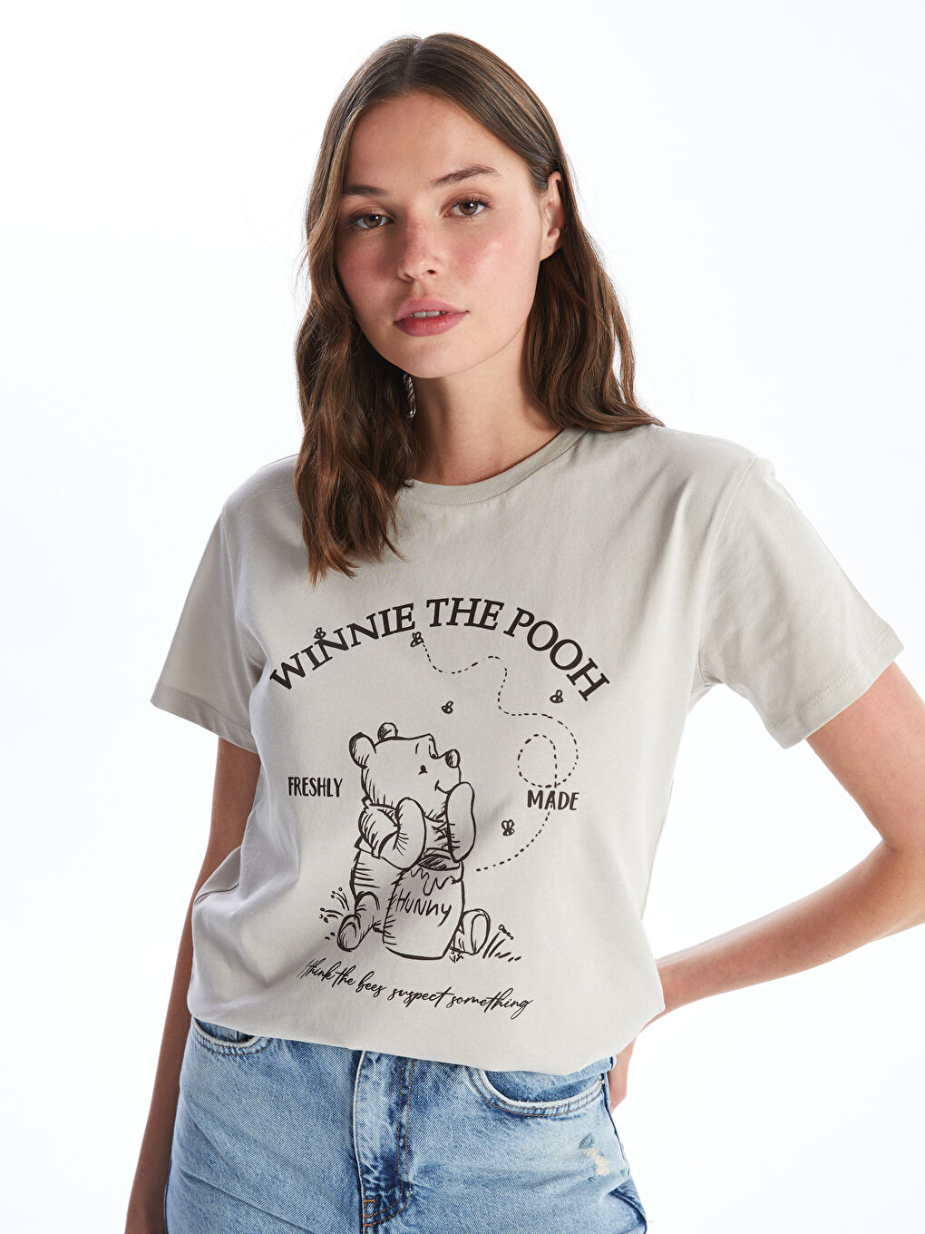 Crew Neck Winnie The Pooh Printed Short-Sleeve Women's T-Shirt -S4HU09Z8-QYF