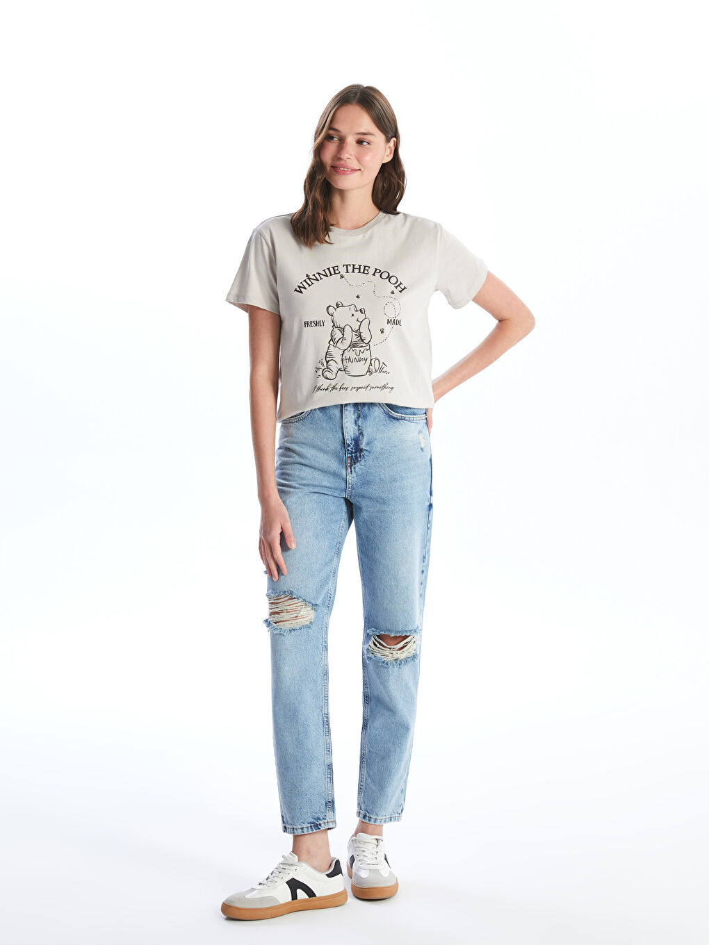 Crew Neck Winnie The Pooh Printed Short-Sleeve Women's T-Shirt -S4HU09Z8-QYF