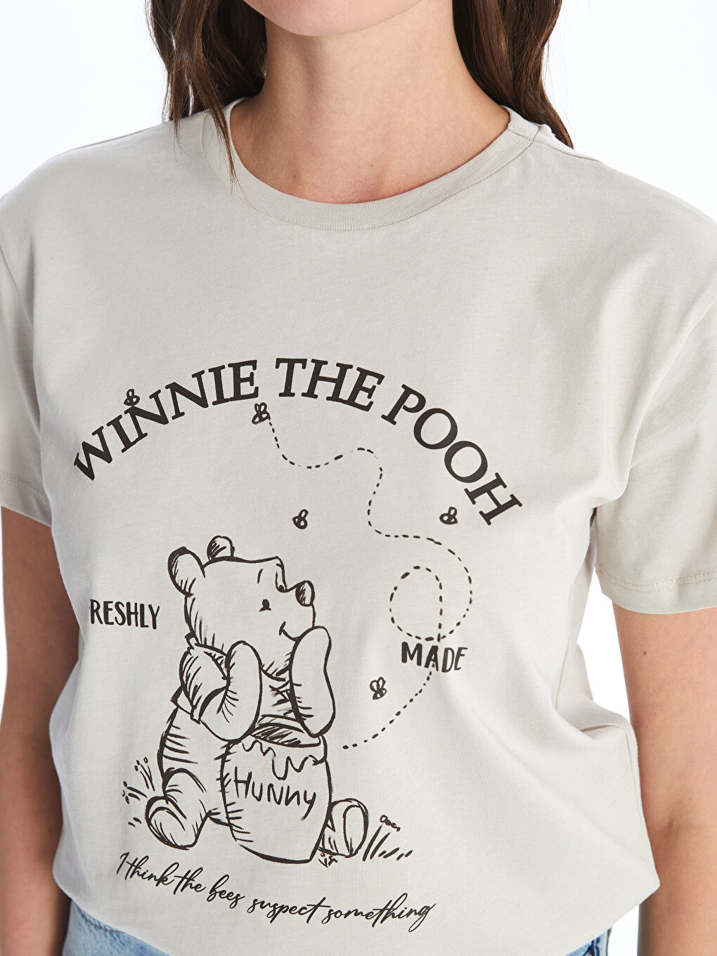 Crew Neck Winnie The Pooh Printed Short-Sleeve Women's T-Shirt -S4HU09Z8-QYF