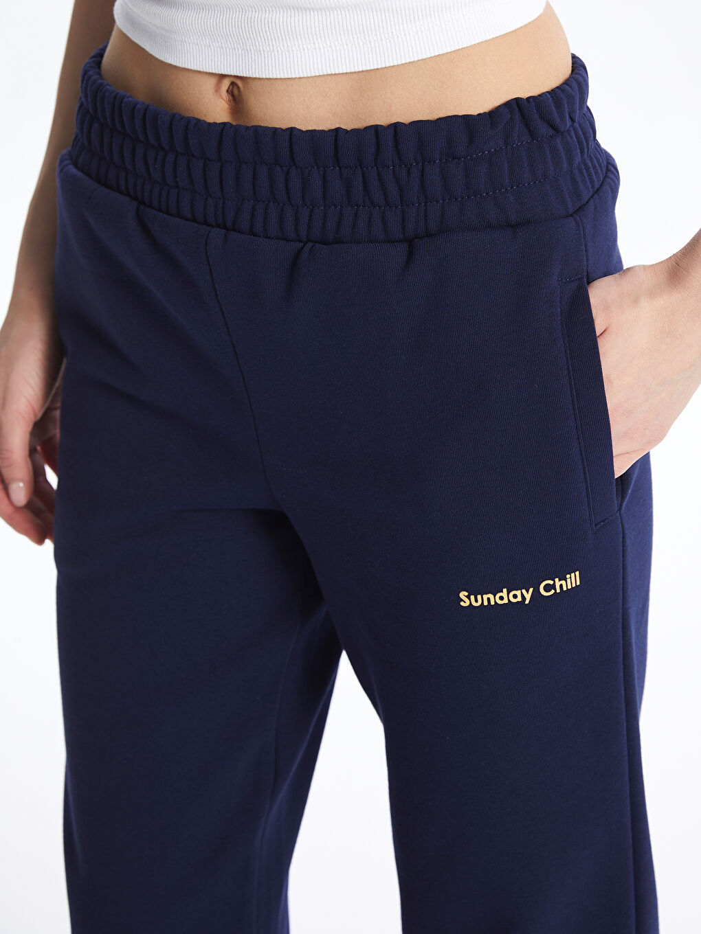 LCW Vision Lacivert Beli Lastikli Baskılı Kadın Jogger Eşofman Altı - 4