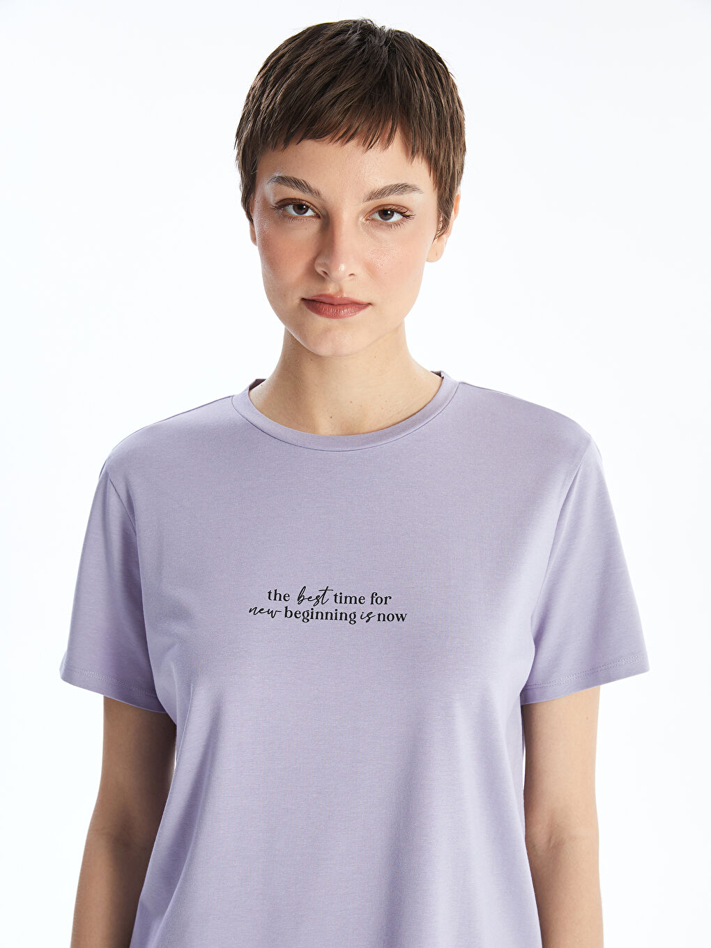 T-shirt à manches courtes imprimé à col rond pour femmes