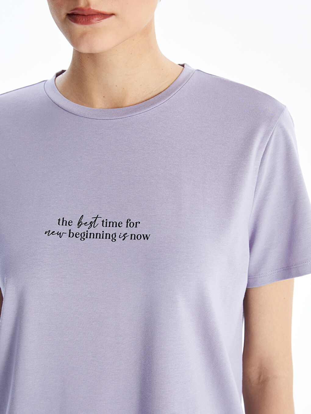 T-shirt à manches courtes imprimé à col rond pour femmes-3