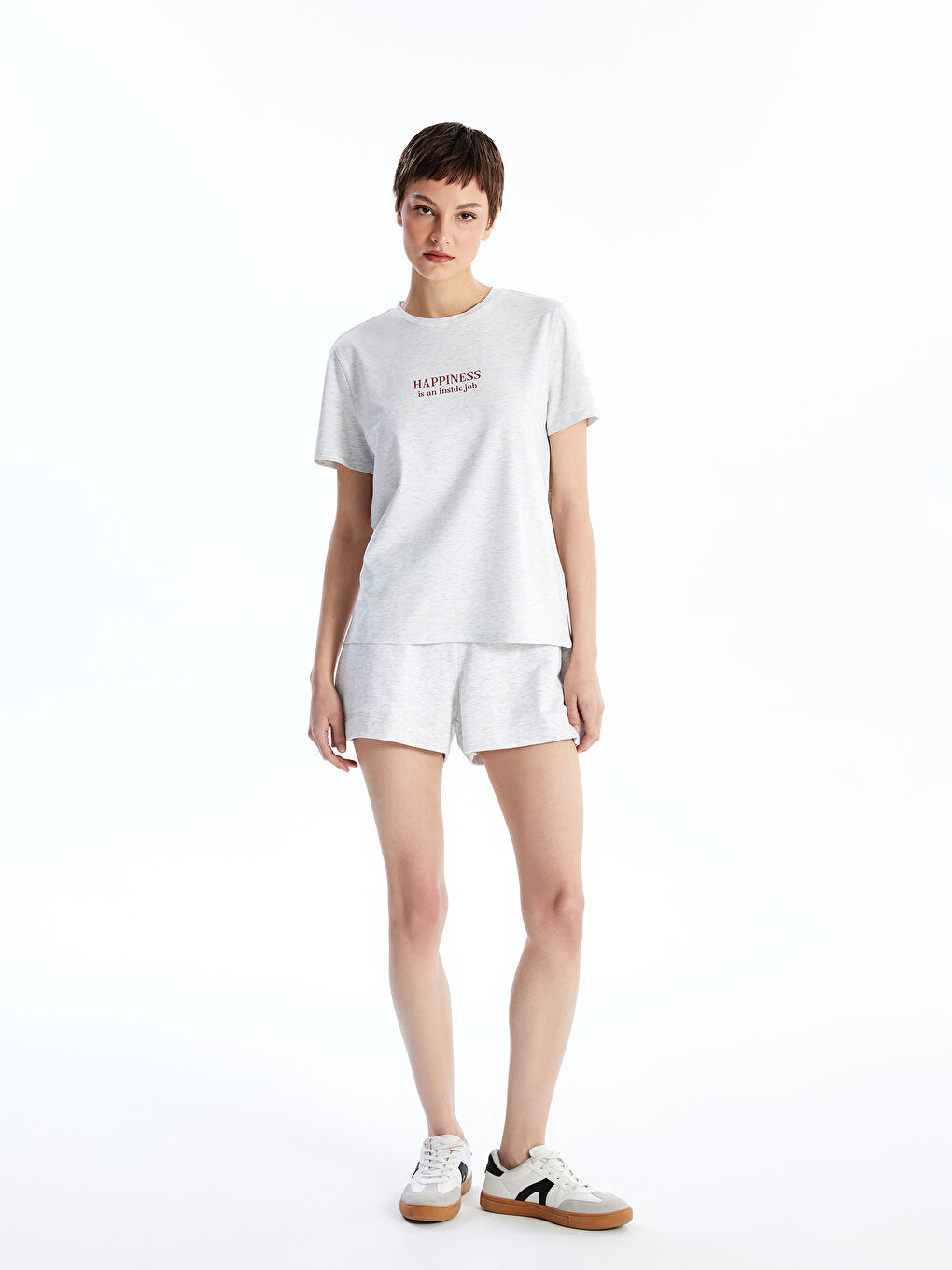 LCW Vision Crew Neck Printed Short Sleeve Women's T-Shirt -S4HU53Z8-847