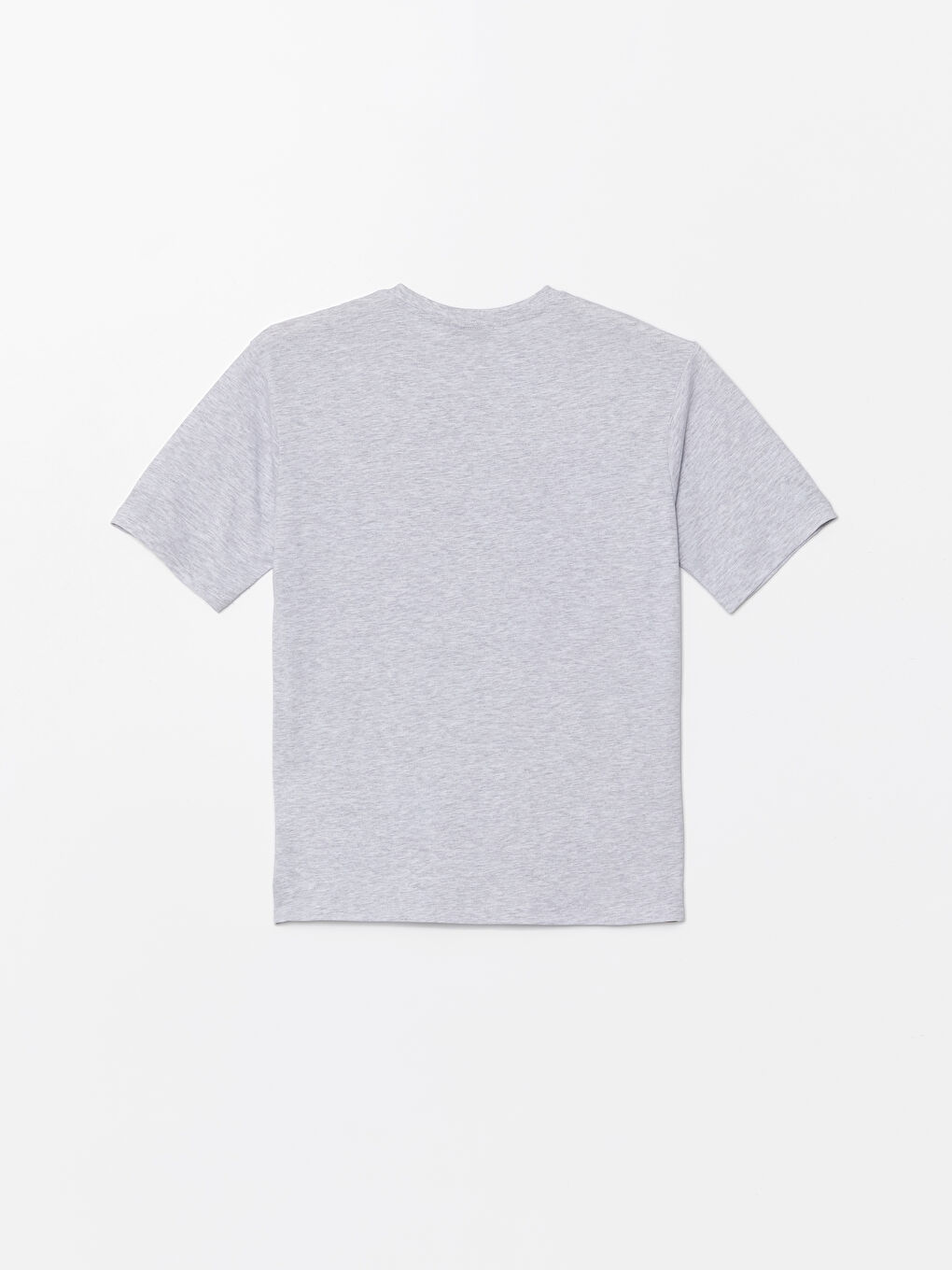 Gri Bisiklet Yaka Baskılı Kısa Kollu Oversize Kadın Tişört-5