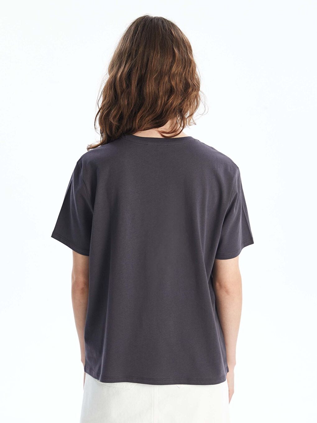 მრგვალი საყელო ნაბეჭდი მოკლე სახელო ქალებისთვის მაისური-4