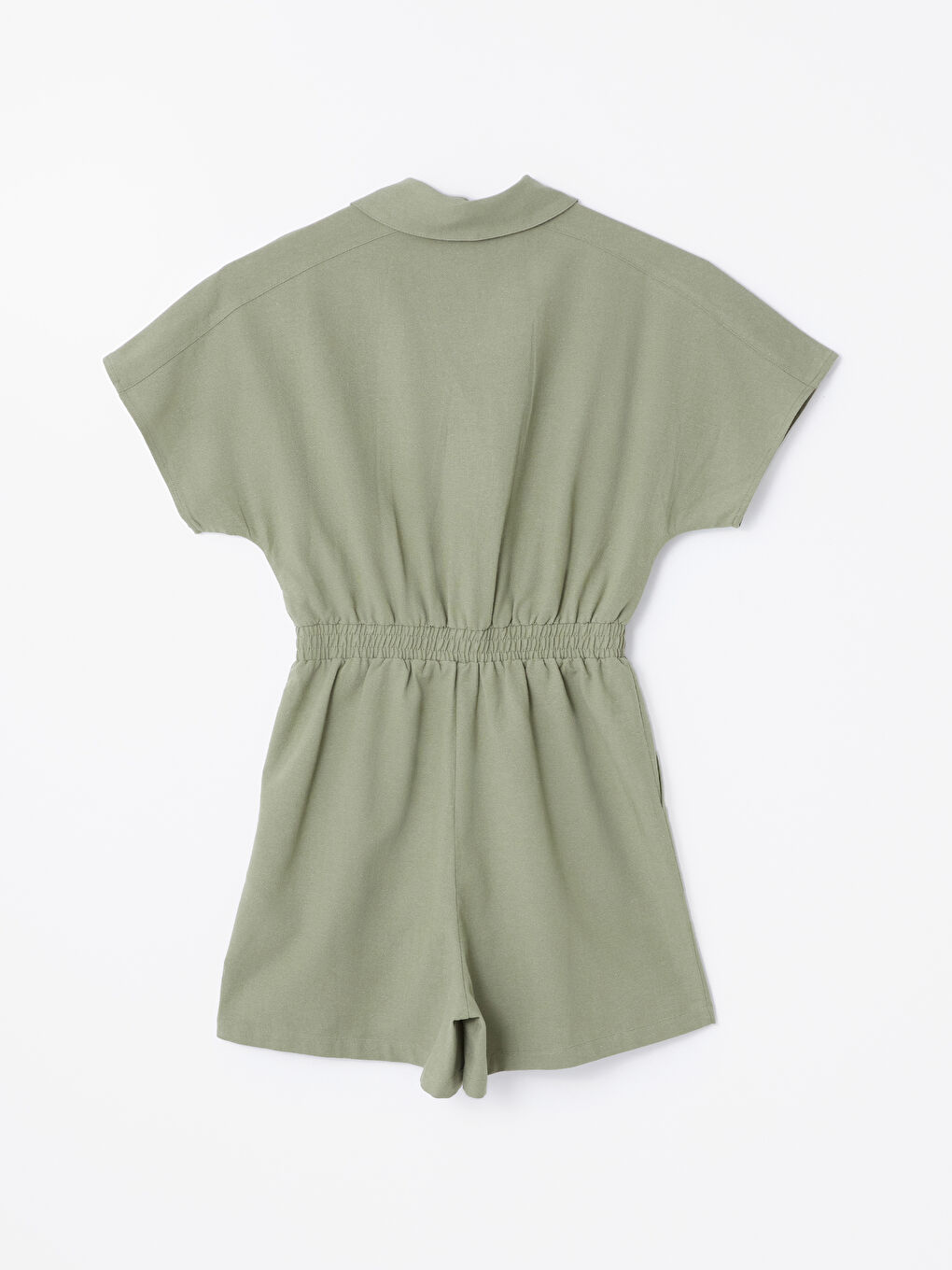Shirt Collar Plain Short Sleeve Linen Blend Women's Jumpsuit -S4HV32Z8-H70