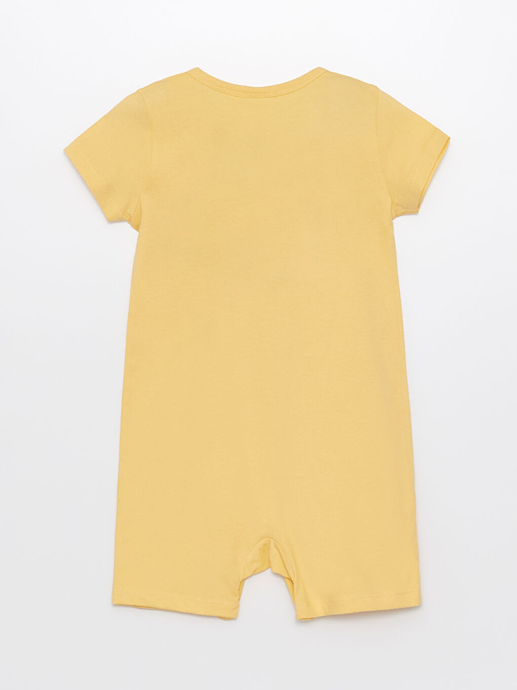Sarı Bisiklet Yaka Kısa Kollu Winnie the Pooh Baskılı Erkek Bebek Tulum-1