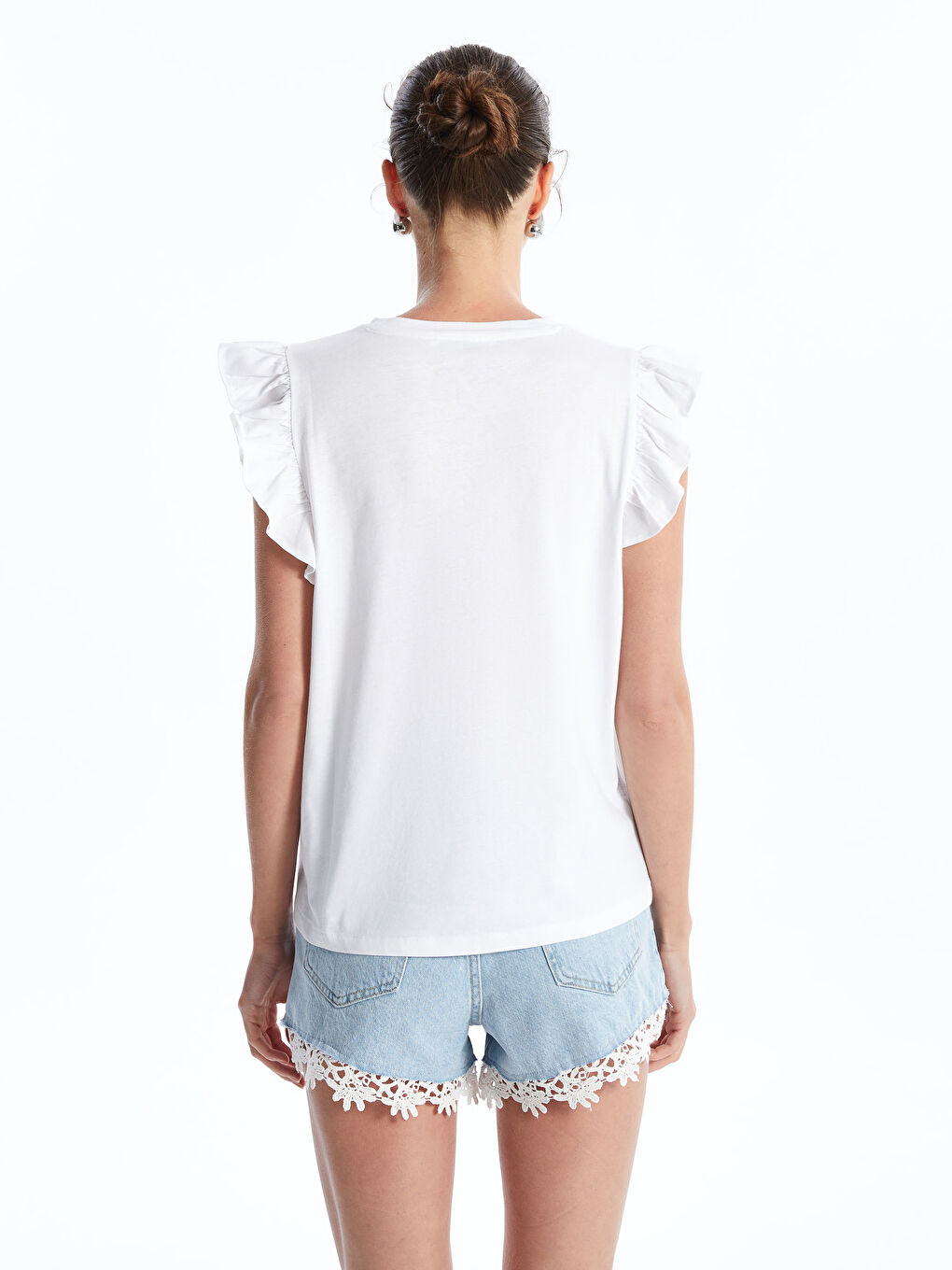 Crew Neck Plain Short Sleeve Women's T-Shirt-3