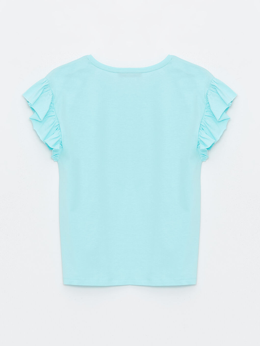 Yeşil Bisiklet Yaka Düz Kısa Kollu Kadın Bluz-6