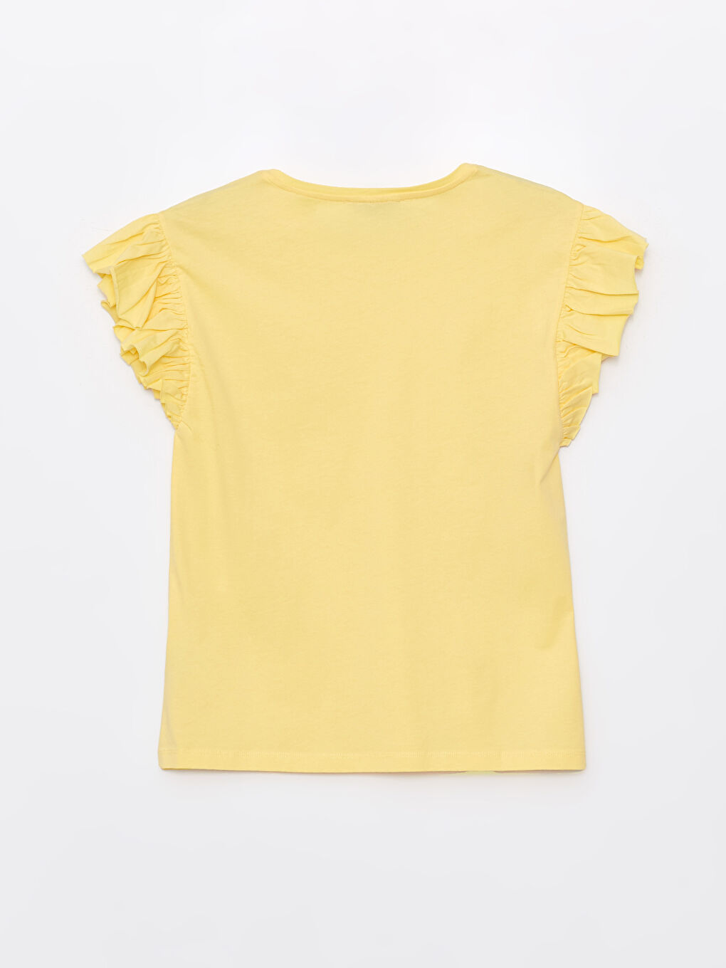 Sarı Bisiklet Yaka Düz Kısa Kollu Kadın Bluz-6