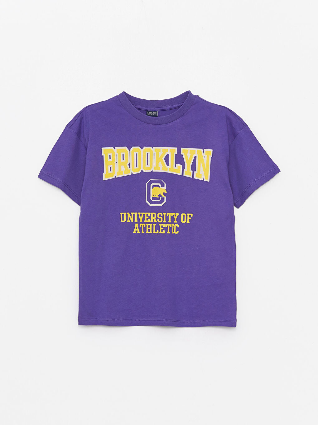 Mor Rahat Kalıp Bisiklet Yaka Erkek Çocuk Tişört