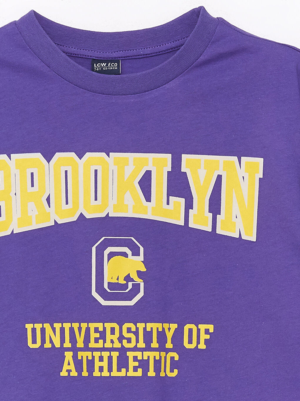 Mor Rahat Kalıp Bisiklet Yaka Erkek Çocuk Tişört-2