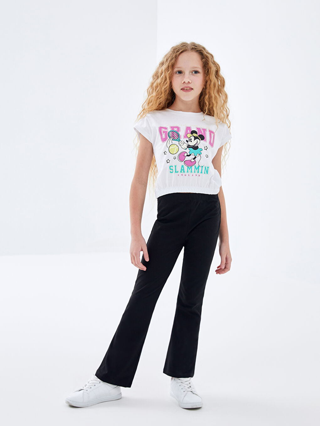 Siyah Beli Lastikli Basic İspanyol Paça Kız Çocuk Tayt-1