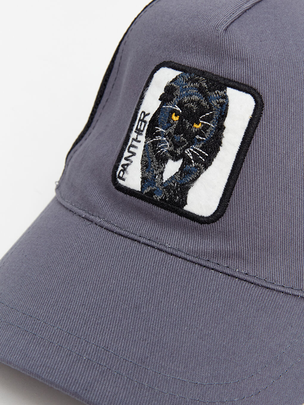 Siyah Panter Nakışlı Erkek Kep Şapka-1