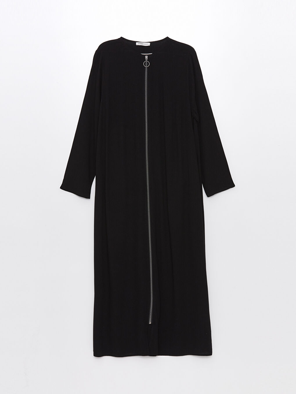 Abaya Unie à Col Rond et Manches Longues pour Femmes-5