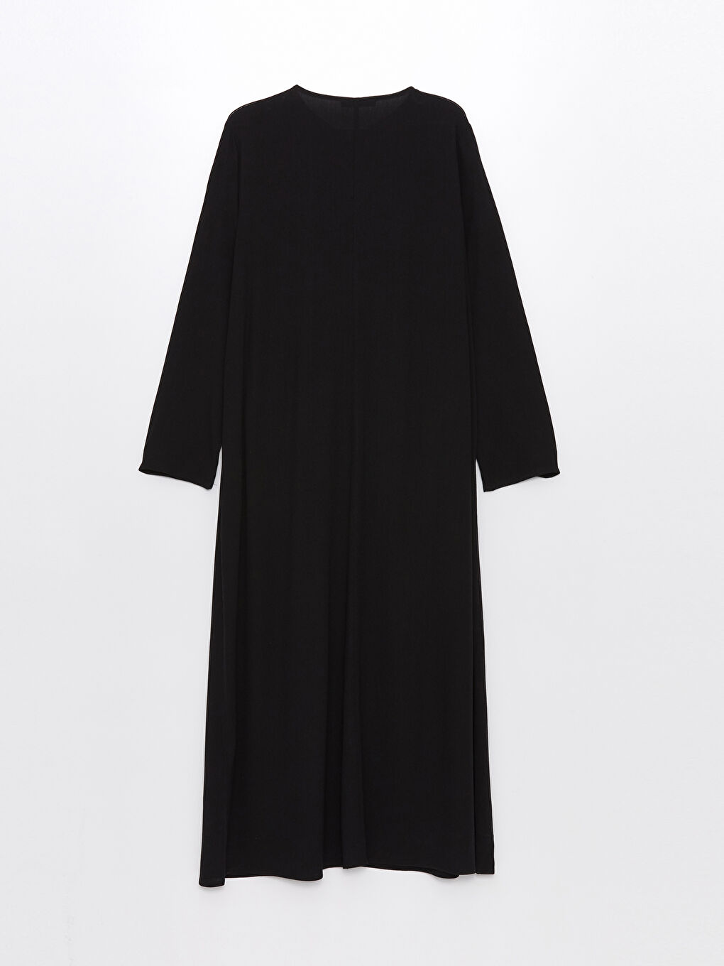 Abaya Unie à Col Rond et Manches Longues pour Femmes-6