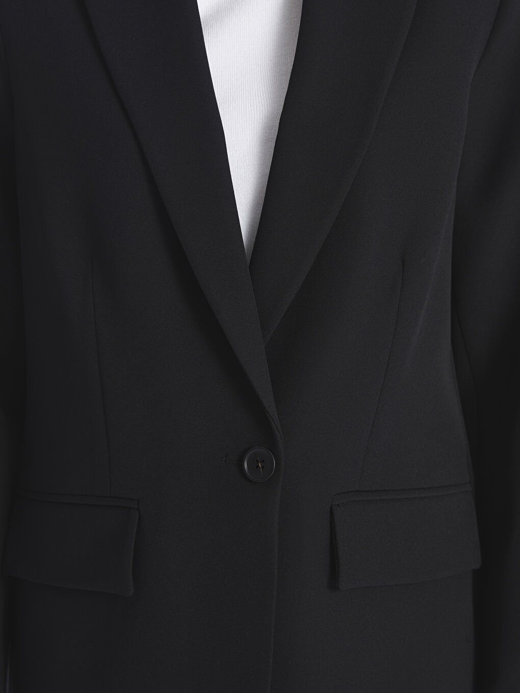 Siyah Düz Uzun Kollu Kadın Blazer Ceket-3