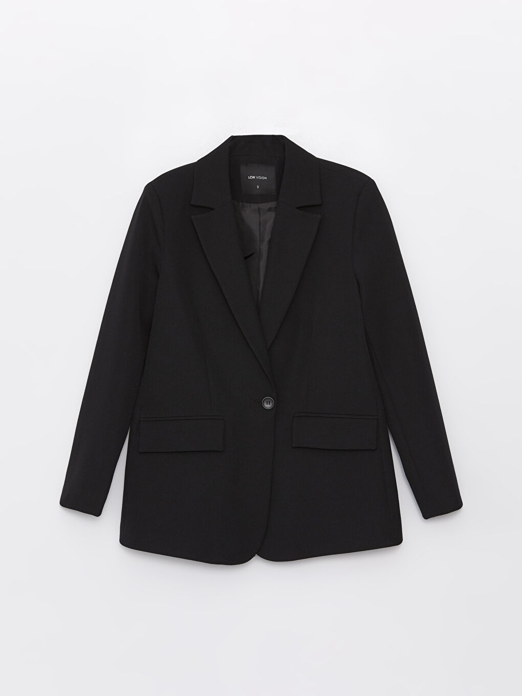 Siyah Düz Uzun Kollu Kadın Blazer Ceket-5