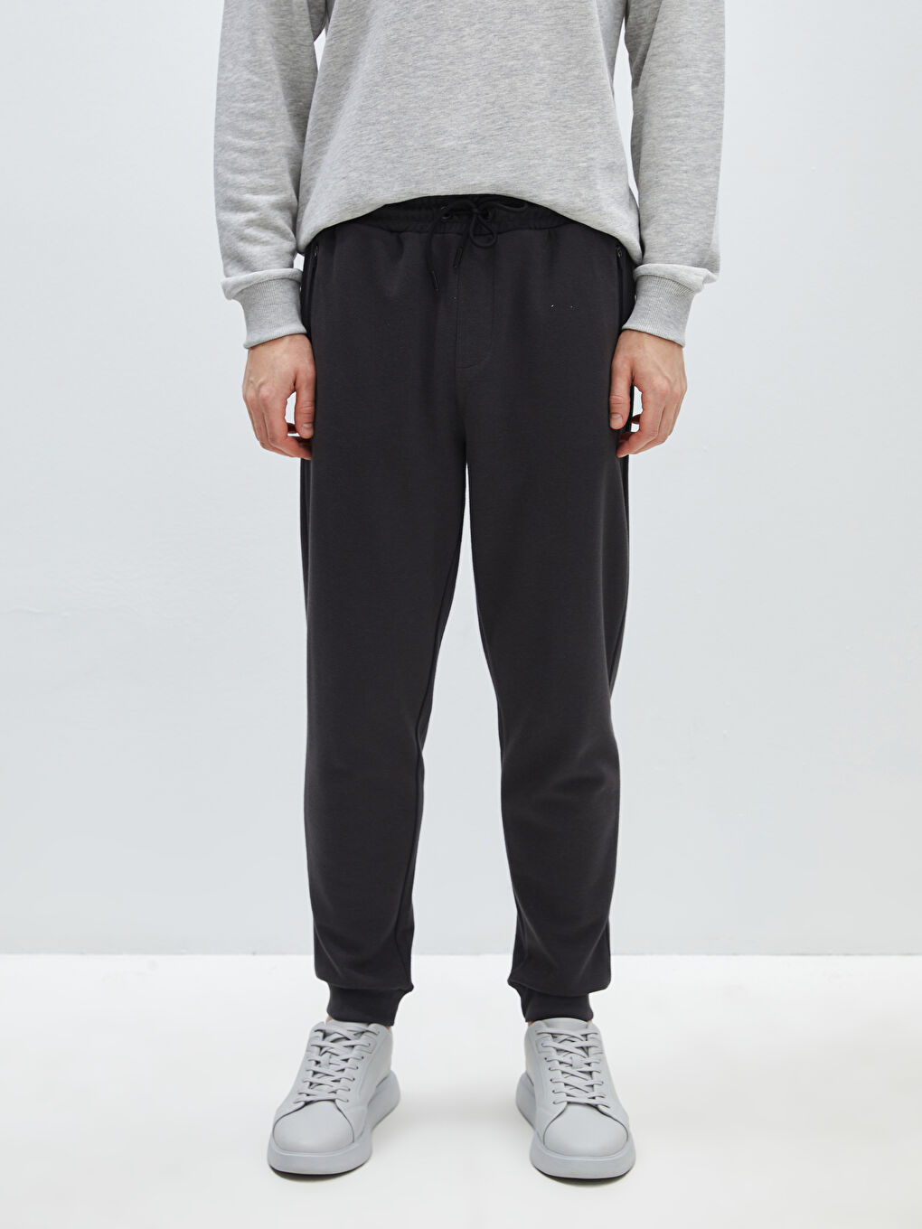 Antrasit Standart Kalıp Erkek Eşofman Altı-2