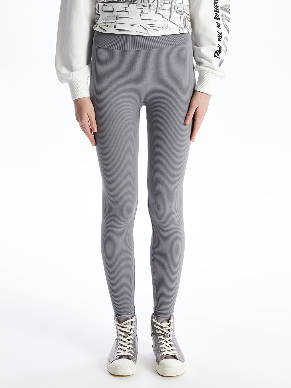 Women's Extra Narrow Fit Plain Tights with Elastic Waist -S4I095Z8-JNC