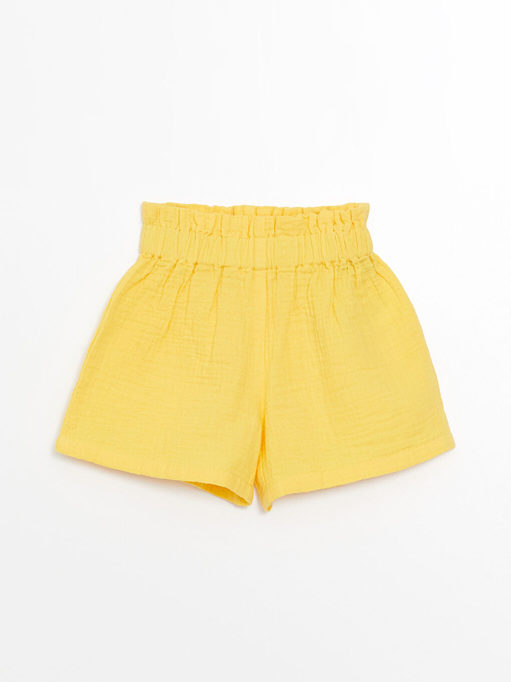 Sarı Beli Lastikli Kız Çocuk Müslin Şort