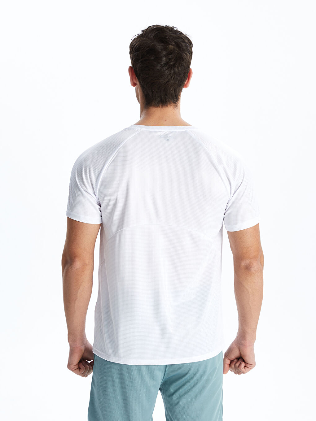 Beyaz Bisiklet Yaka Kısa Kollu Baskılı Erkek Spor Tişört-4