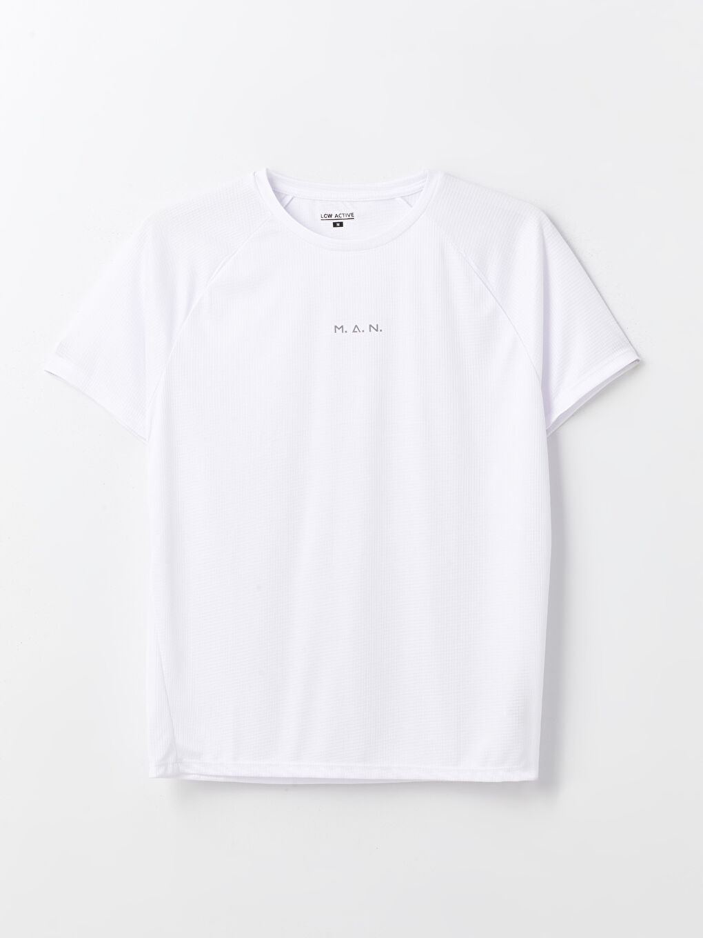 Beyaz Bisiklet Yaka Kısa Kollu Baskılı Erkek Spor Tişört-5