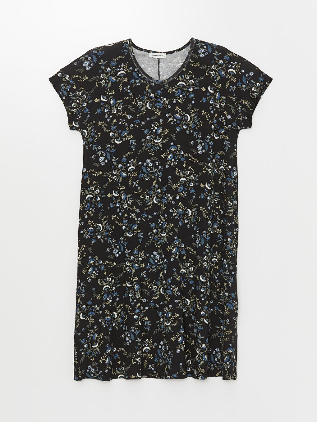 V Neck Flower Short Sleeve Women's Dress -S4I140Z8-F9C