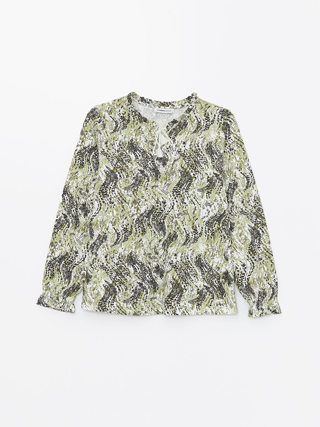 Tie Neck Patterned Long Sleeve Women's Blouse -S4I153Z8-LRF
