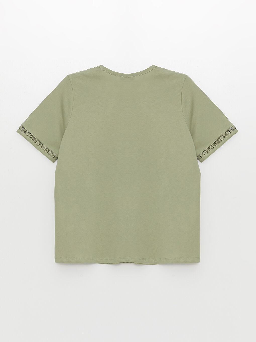 LCW Grace Crew Neck Embroidered Short Sleeve Women's Blouse -S4I185Z8-GHY