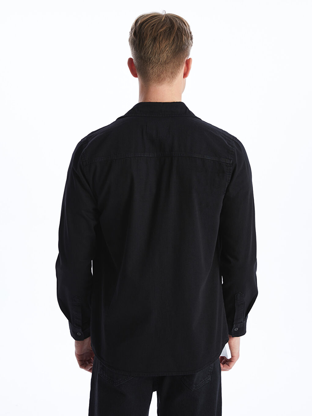 LCW Jeans Siyah Slim Fit Uzun Kollu Erkek Jean Gömlek - 4