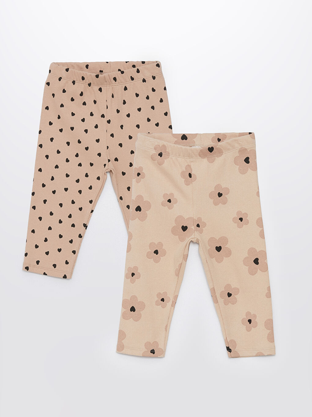 Elasticated Waist Printed Baby Girls Leggings 2 Pack 3/4 Length -S4I243Z1-LQB