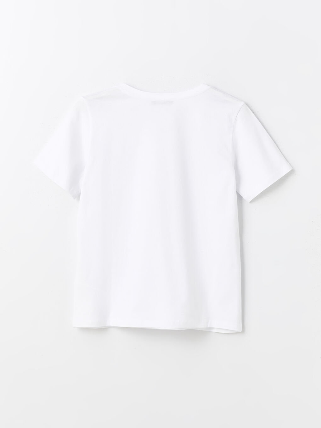 Beyaz V Yaka Düz Kısa Kollu Kadın Tişört-6