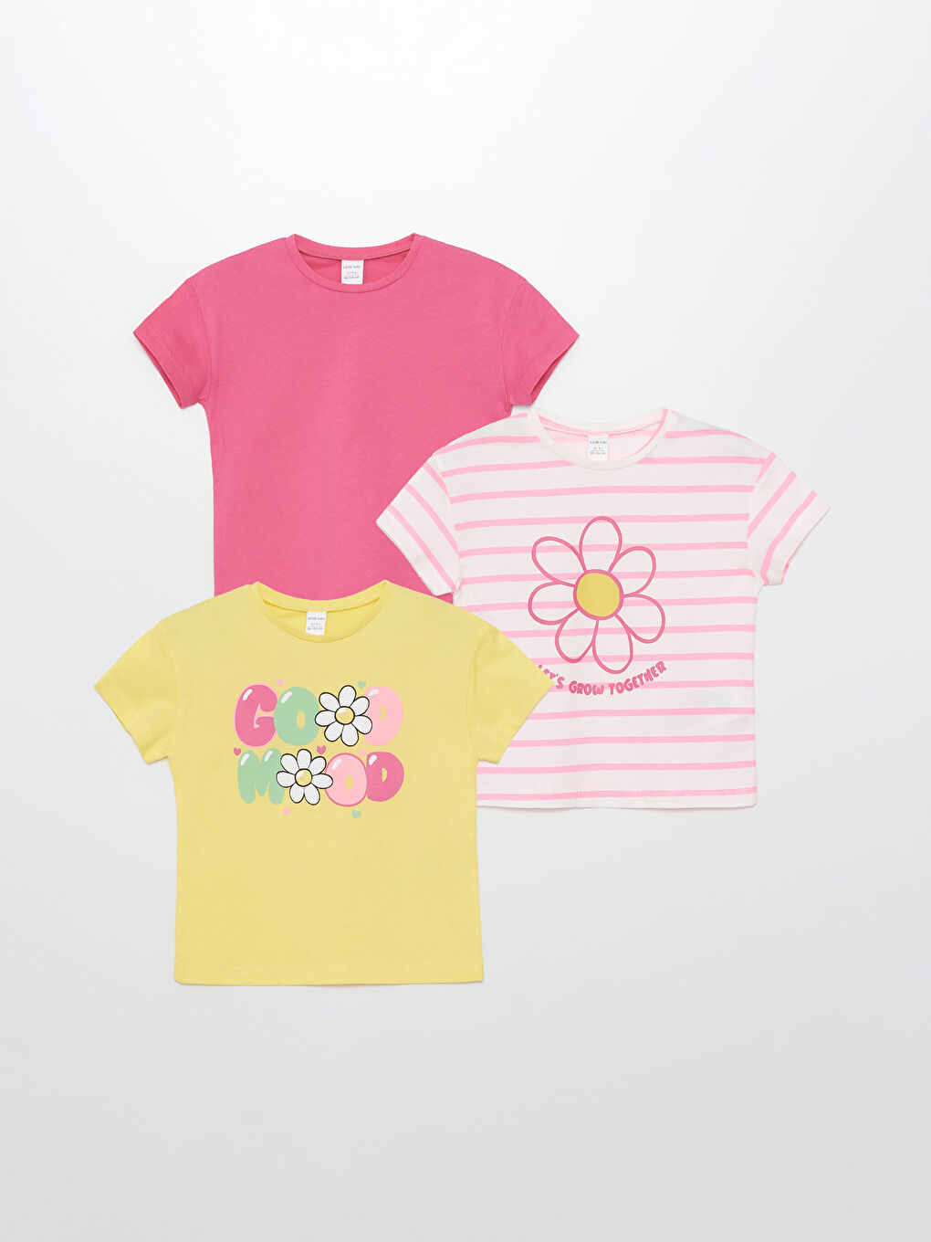 Crew Neck Printed Short Sleeve Baby Girls' T-Shirt 3-pack