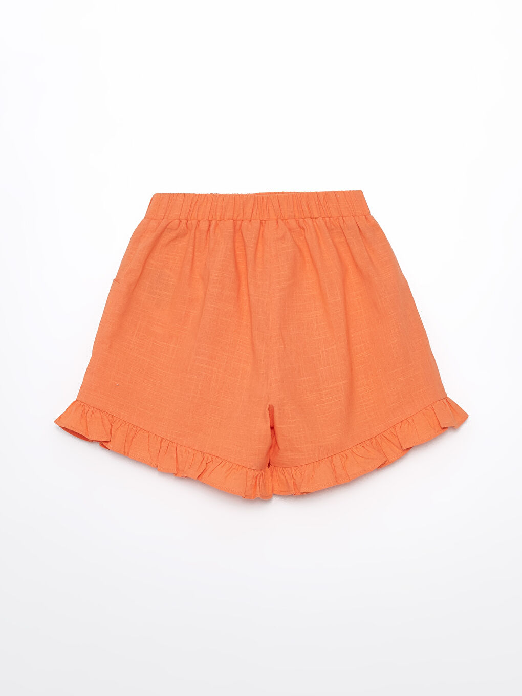 Turuncu Beli Lastikli Basic Kız Çocuk Şort-1