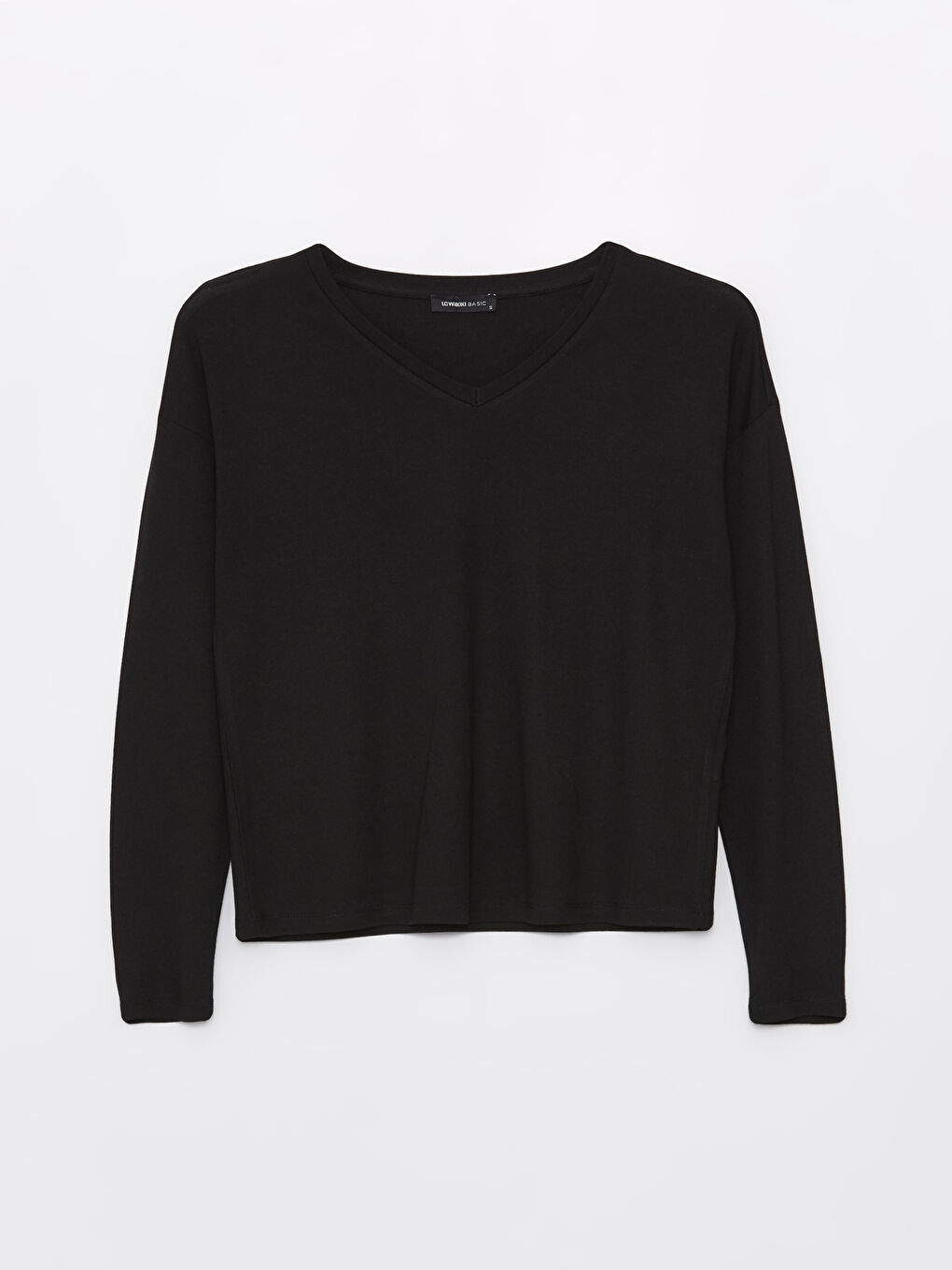 V-Neck Plain Long Sleeve Women's T-Shirt -S4I297Z8-CVL