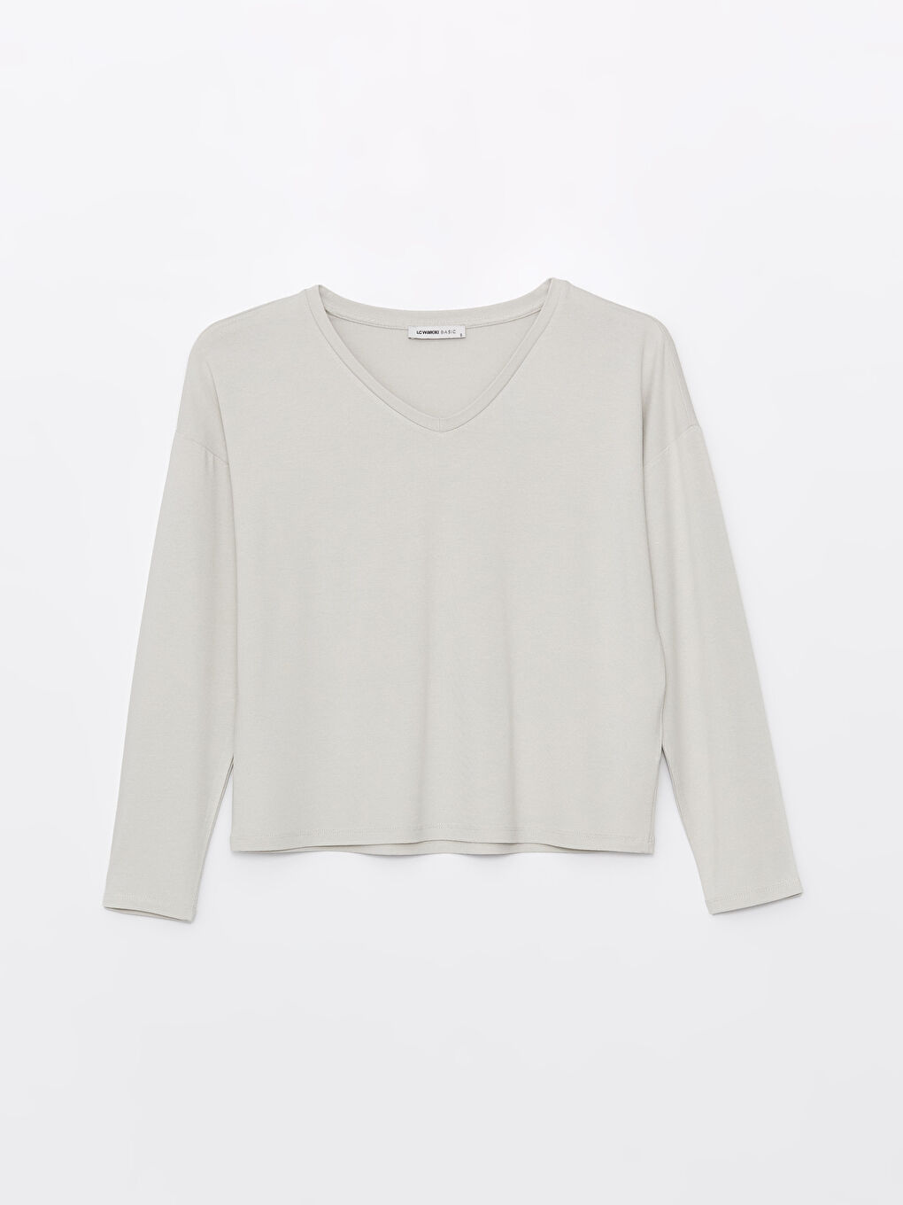 V-Neck Plain Long Sleeve Women's T-Shirt -S4I297Z8-G7L