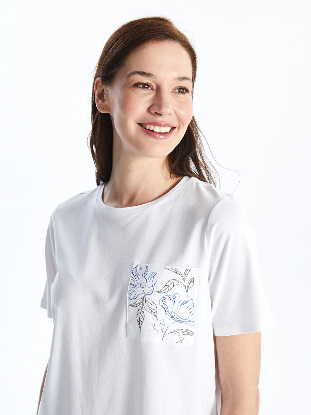 Crew Neck Printed Short Sleeve Women's T-Shirt -S4I310Z8-FFB