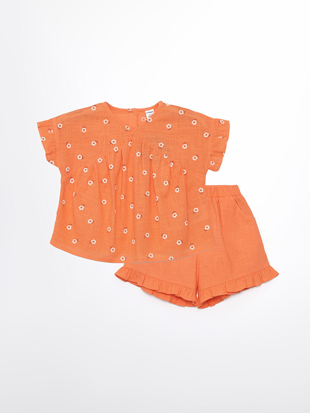 Crew Neck Short Sleeve Floral Baby Girl Blouse and Shorts 2-Piece Set -S4I315Z1-LSR