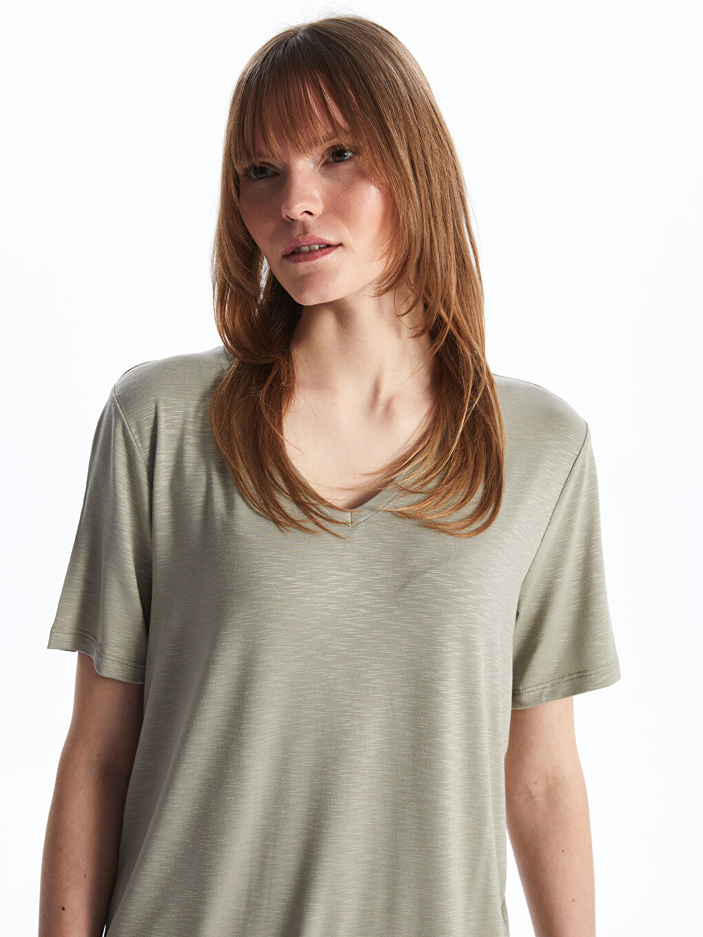 LC Waikiki V-Neck Plain Short Sleeve Women's T-Shirt -S4I324Z8-YC8