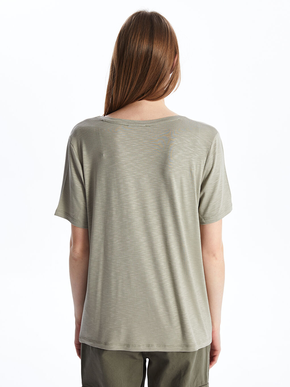 LC Waikiki V-Neck Plain Short Sleeve Women's T-Shirt -S4I324Z8-YC8