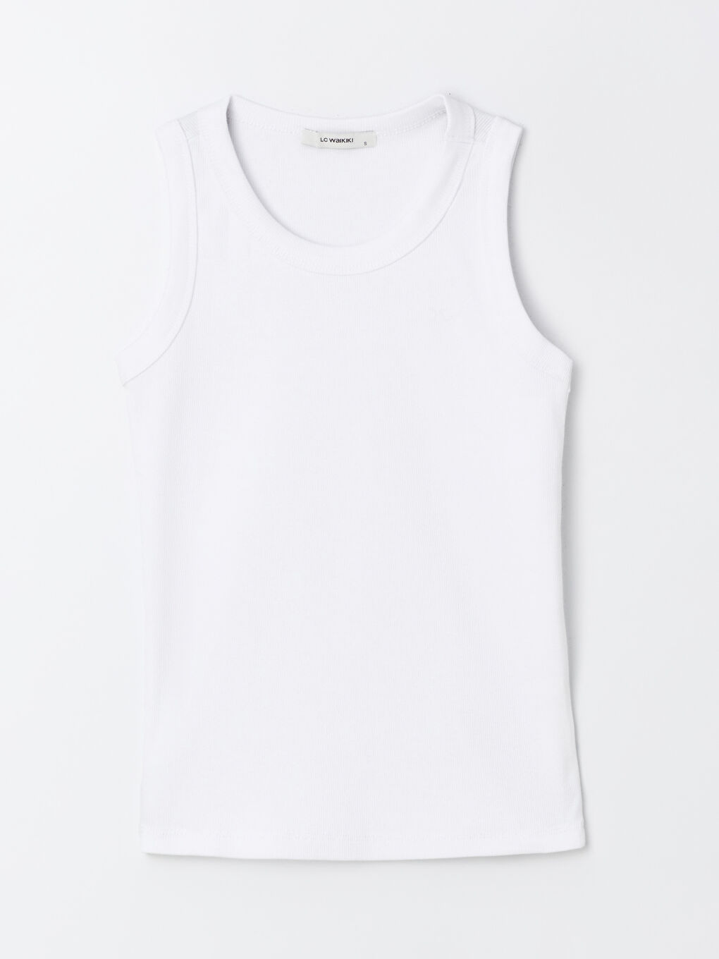 Beyaz Kadın Bisiklet Yaka Düz Atlet-5