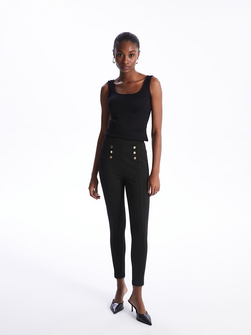 Siyah Kadın U Yaka Düz Atlet-1