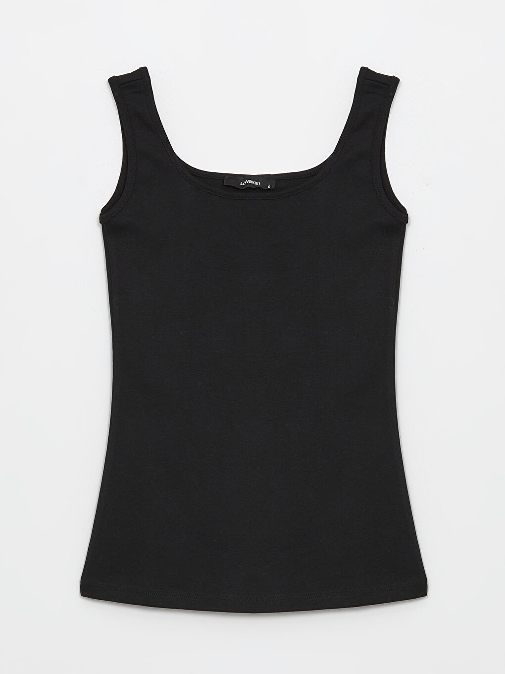 Siyah Kadın U Yaka Düz Atlet-5