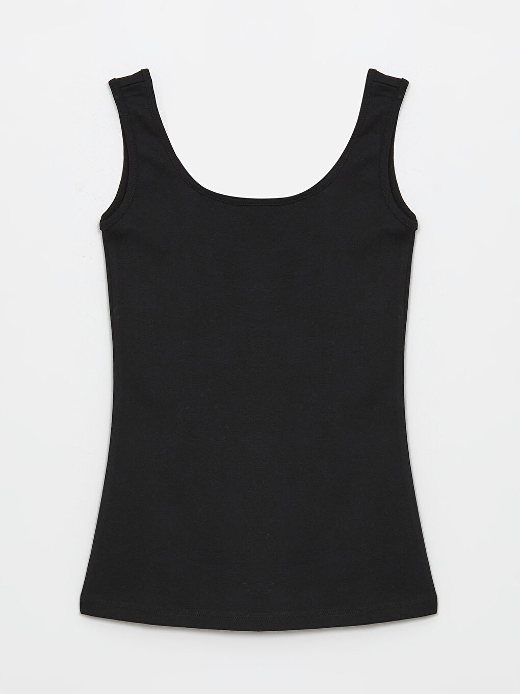 Siyah Kadın U Yaka Düz Atlet-6