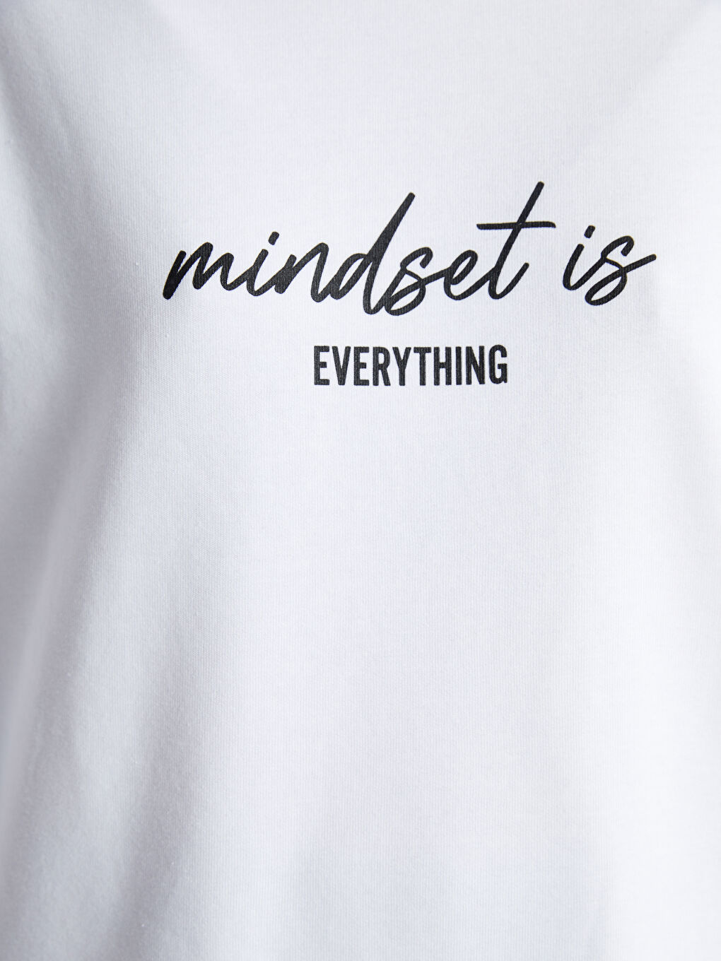 Beyaz Bisiklet Yaka Baskılı Uzun Kollu Kadın Sweatshirt Tunik-3