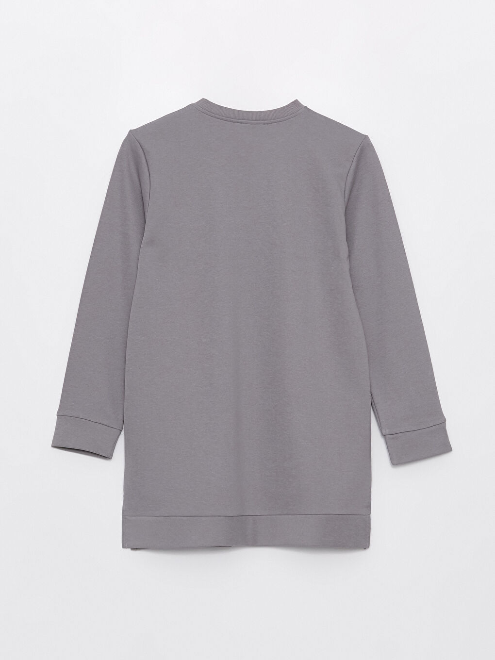 Gri Bisiklet Yaka Baskılı Uzun Kollu Kadın Sweatshirt Tunik-6