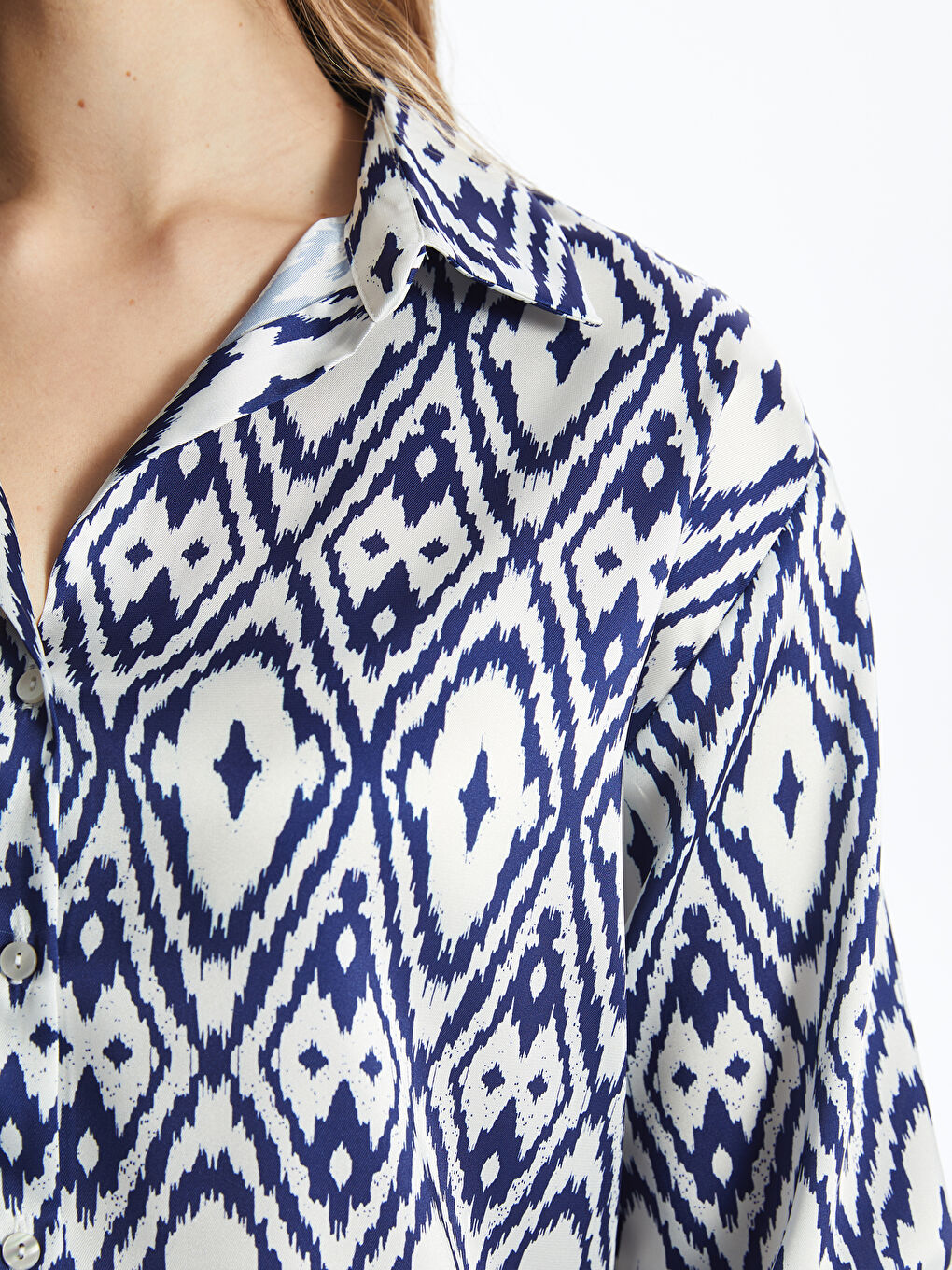 Patterned Oversize Satin Women's Shirt -S4I412Z8-LQQ