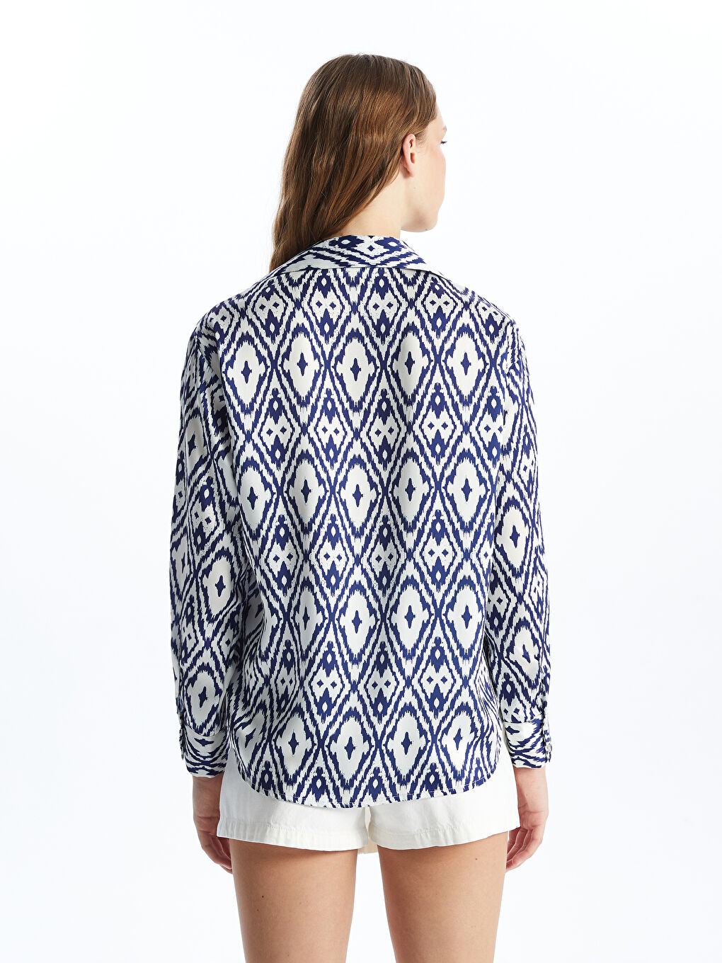 Patterned Oversize Satin Women's Shirt -S4I412Z8-LQQ