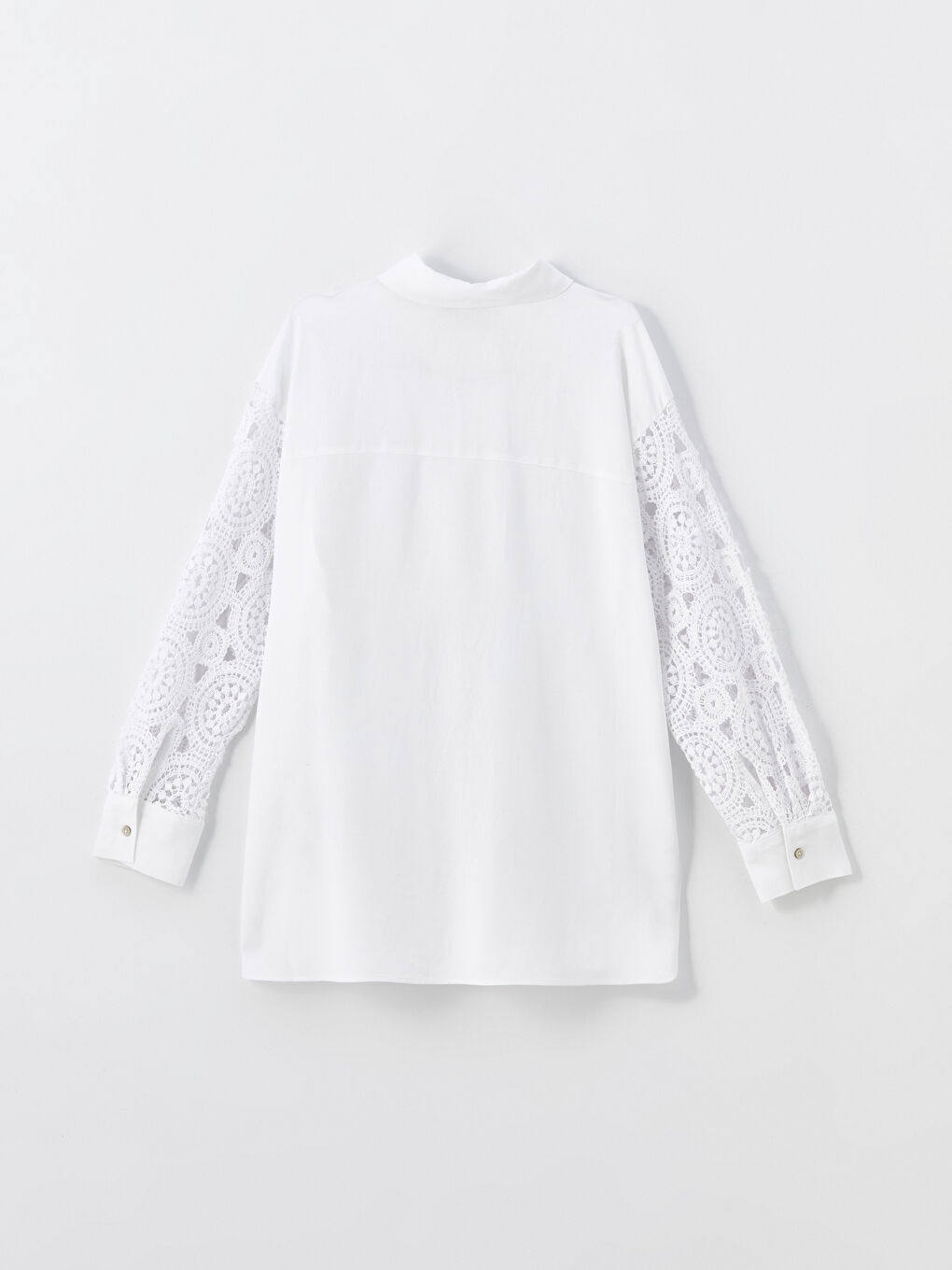 LCW Vision Crochet Detailed Oversize Linen Blend Women's Shirt -S4I424Z8-R9J